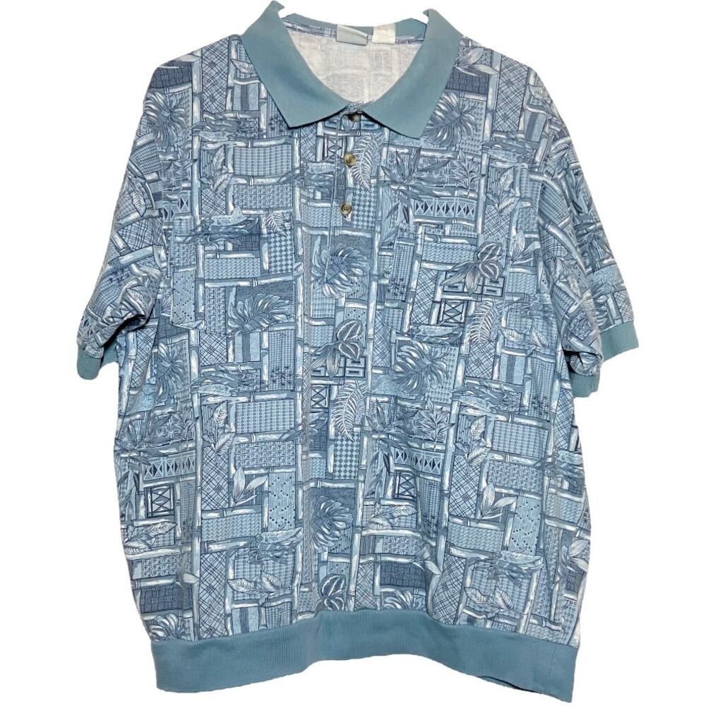 Vintage Haband Polo Shirt Chest Pocket Short Sleeve Joe Band Tropical Blue 2X